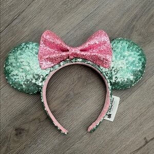 Disney Pink and Green Sequin Minnie Mouse Ears